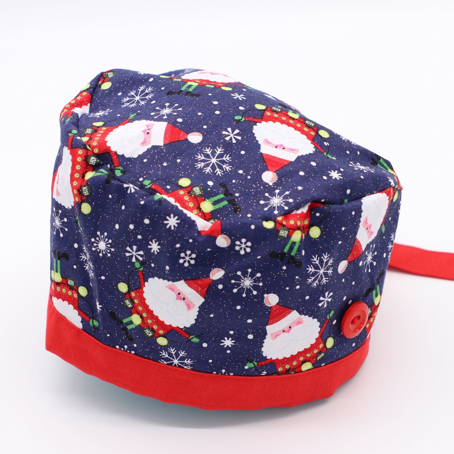 Glitter Santa Nurse Scrub/Ponytail Cap