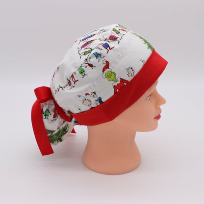 Grinch Nurse Scrub Cap/Ponytail Holder