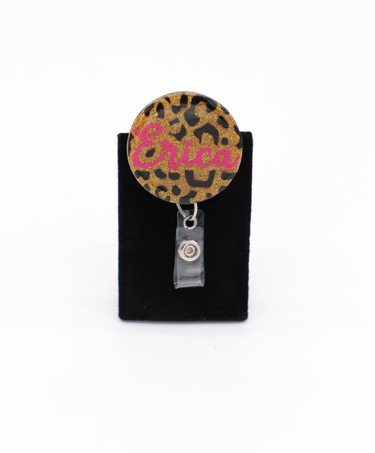 Personalized Badge Reel, Cheetah Spot Badge Reel, Nurse Badge Reel