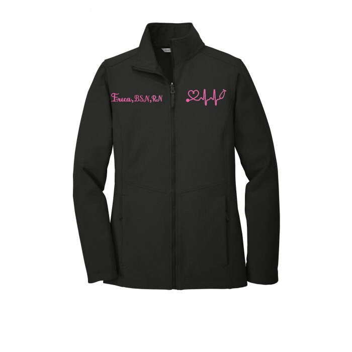 Soft Shell Women's Jacket, Personalized Jacket, Nurse Jacket, NP Jacket, RT Jacket, Water Resistant Jacket, Custom Jacket, Women's Jacket