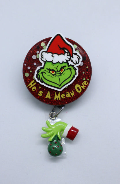 Grinch Nurse Badge Reel, He's A Mean One Grinch Badge Reel, Christmas Badge Reel