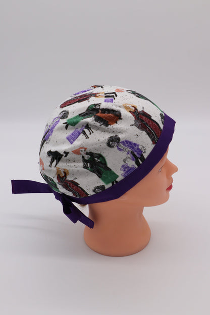 Hocus Pocus Scrub Cap, Disney Scrub Cap, Nursing Scrub Cap, Ponytail Holder Scrub Cap, Nursing Hair Covering, RN Scrub Cap, Surgical Cap