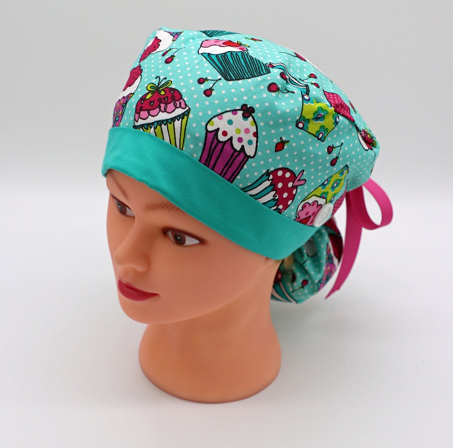 Cupcake Scrub Cap, Ponytail Holder Scrub Cap, RN Scrub Cap, Medical Surgical Cap, Surgical Cap, RT scrub cap, MD scrub cap, Nursing Cap