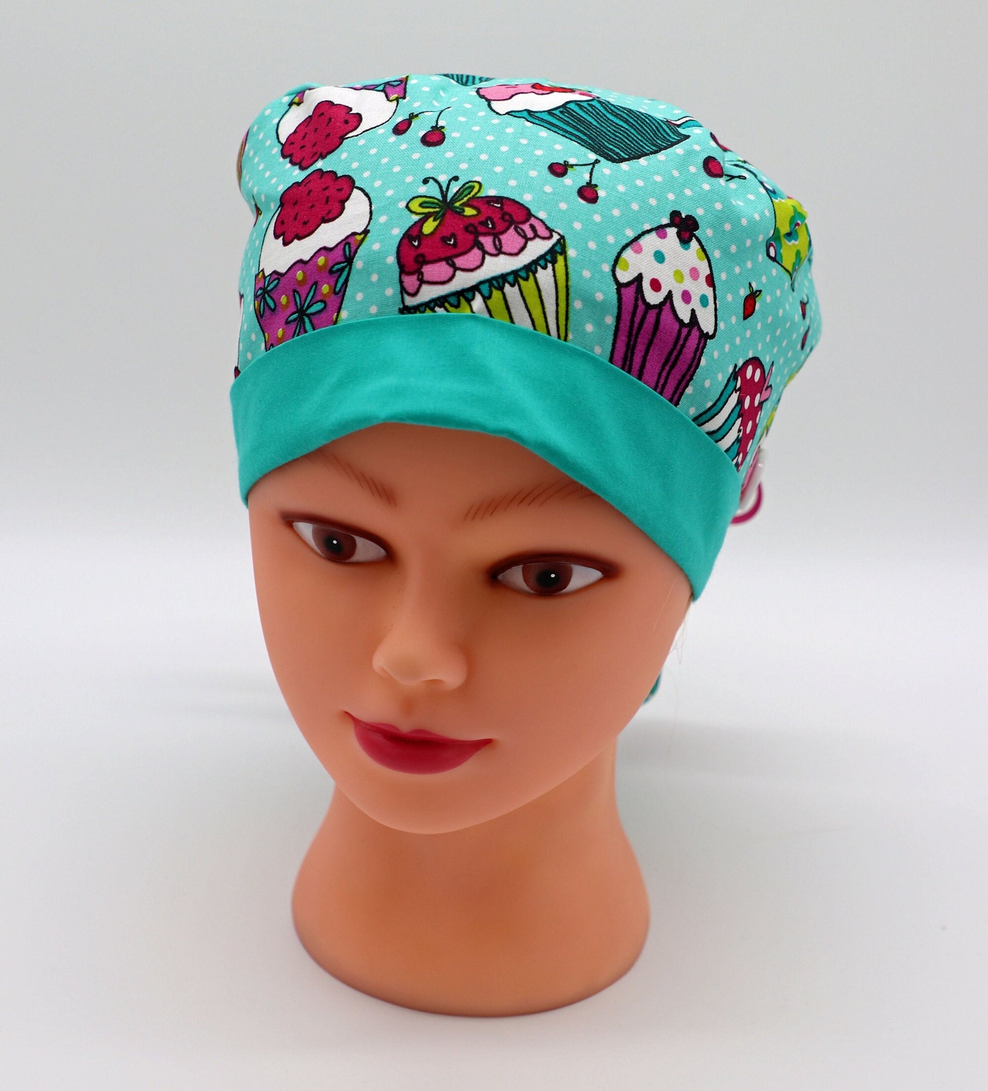 Cupcake Scrub Cap, Ponytail Holder Scrub Cap, RN Scrub Cap, Medical Surgical Cap, Surgical Cap, RT scrub cap, MD scrub cap, Nursing Cap