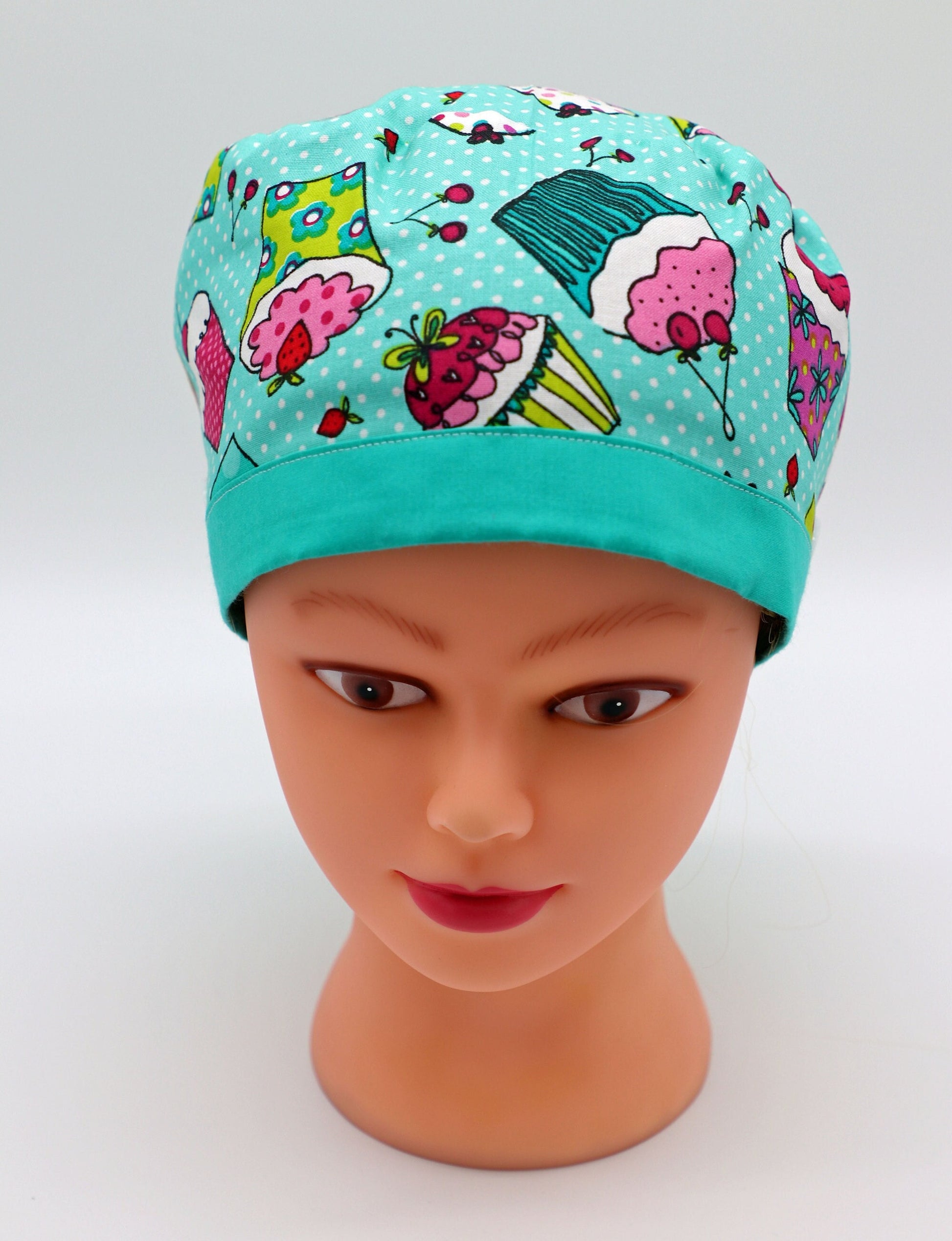 Cupcake Scrub Cap, Ponytail Holder Scrub Cap, RN Scrub Cap, Medical Surgical Cap, Surgical Cap, RT scrub cap, MD scrub cap, Nursing Cap